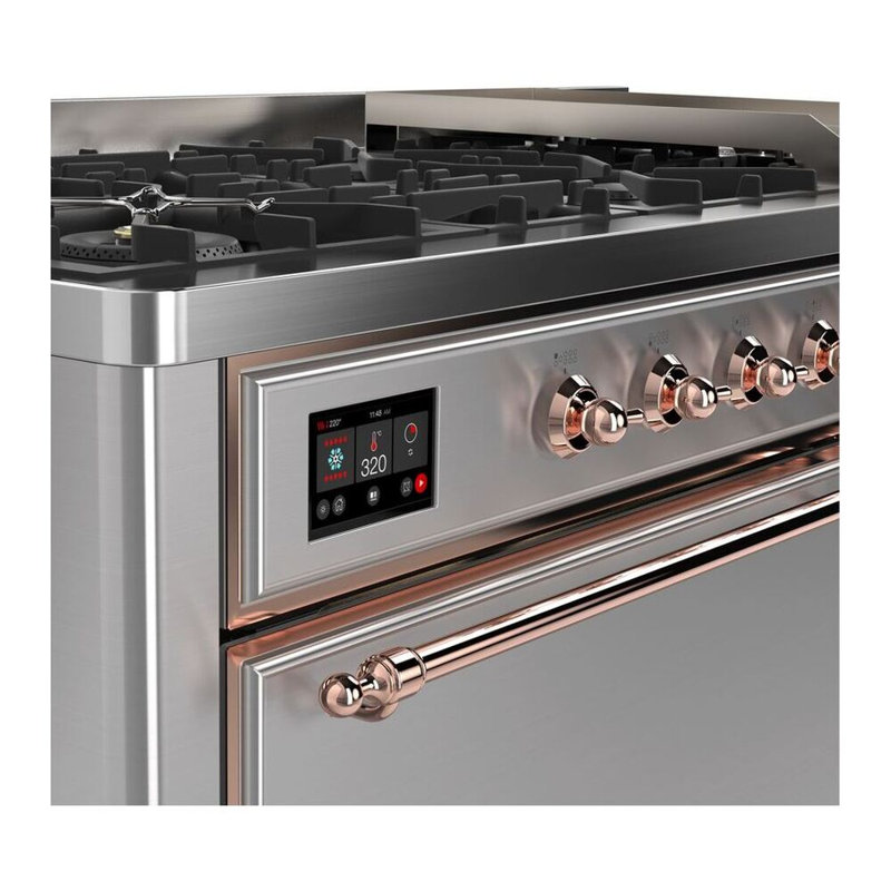 ILVE UM15FDQNS3BKCLP Majestic II 60 inch Dual Fuel Range with 9 Burners, Griddle (Liquid Propane, Solid Door, Glossy Black, Chrome)