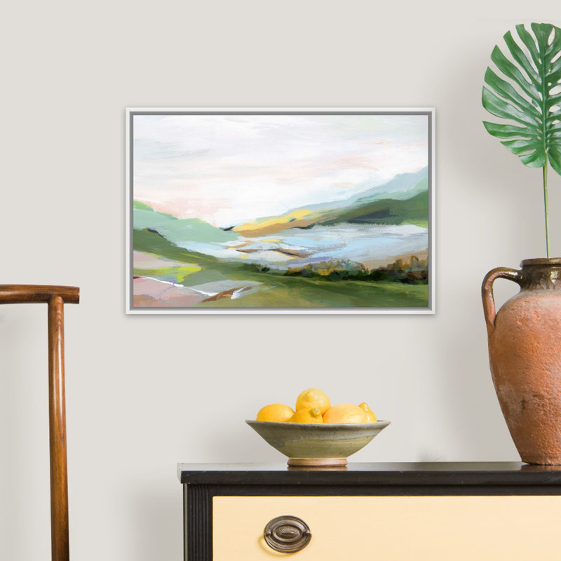 «Highland II» par Isabelle Z - reproduction d'art sur toile, Cadre flottant, H 22 po x l 32 po, Blanc