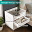 Ensemble de chambre à coucher 4 pièces avec commode et table de chevet ultrabrillantes, blanc-116781328