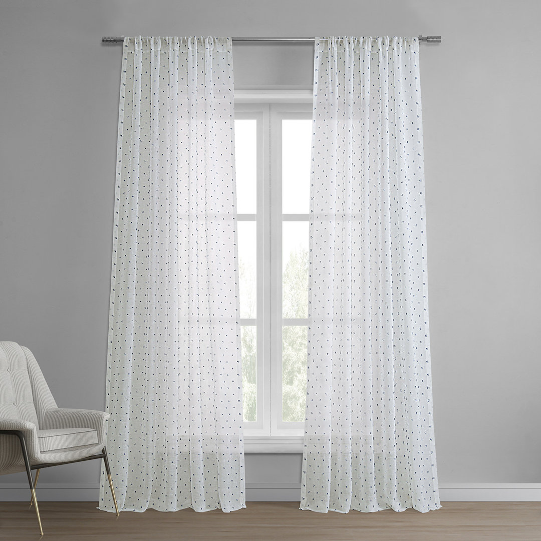 Denholme Faux Linen Sheer Curtains for Bedroom, Living Room Curtains for Large Window Single Panel Drape Ophelia & Co. Size per