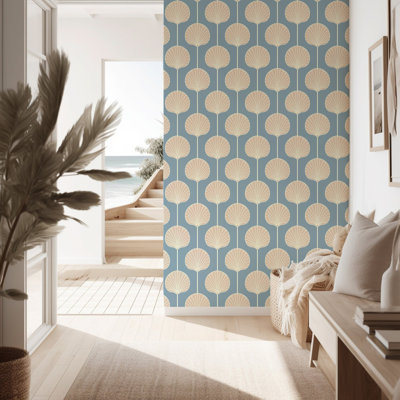 Deco Lily Large - papier peint bleu côtier
