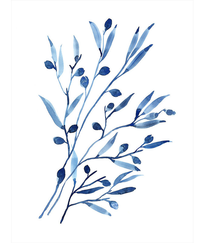Foglie Blu II Print by Barclay Butera, 32" H x 24" W, Image Brush Gel