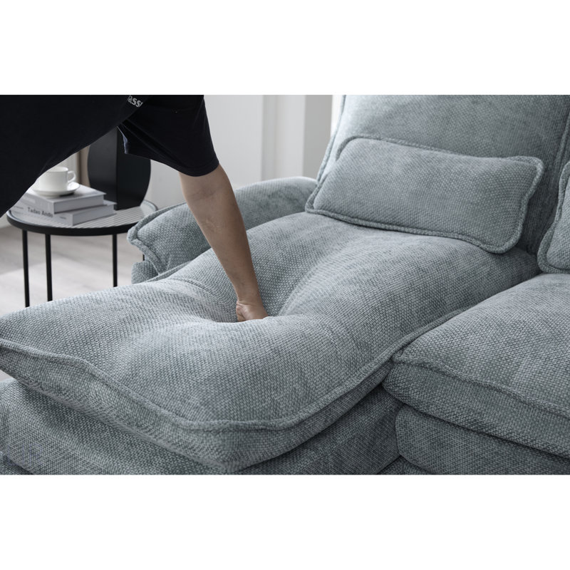 106 Inch U Shape Sectional Sofa With Chenille Upholstery, Modular Design, And Built-In Charging For Modern Living Rooms