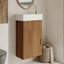 Meuble-lavabo moderne peu encombrant avec lavabo intégré, finition noyer pour les petites salles de bain