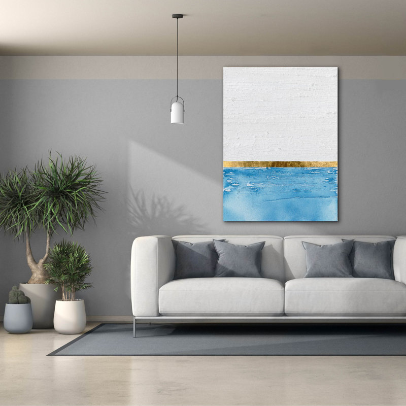  «Embellished Gold Horizon 1» par Alonzo Saunders, art mural sur toile, 40 po x 54 po
