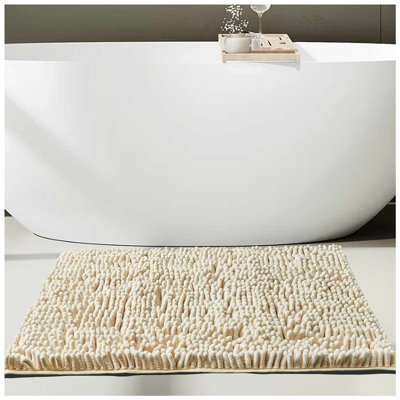 Chenille Bathroom Rug 50x80cm Plush Microfiber Bath Mat Absorbent Quick Dry Non Slip Rubber Back Machine Washable