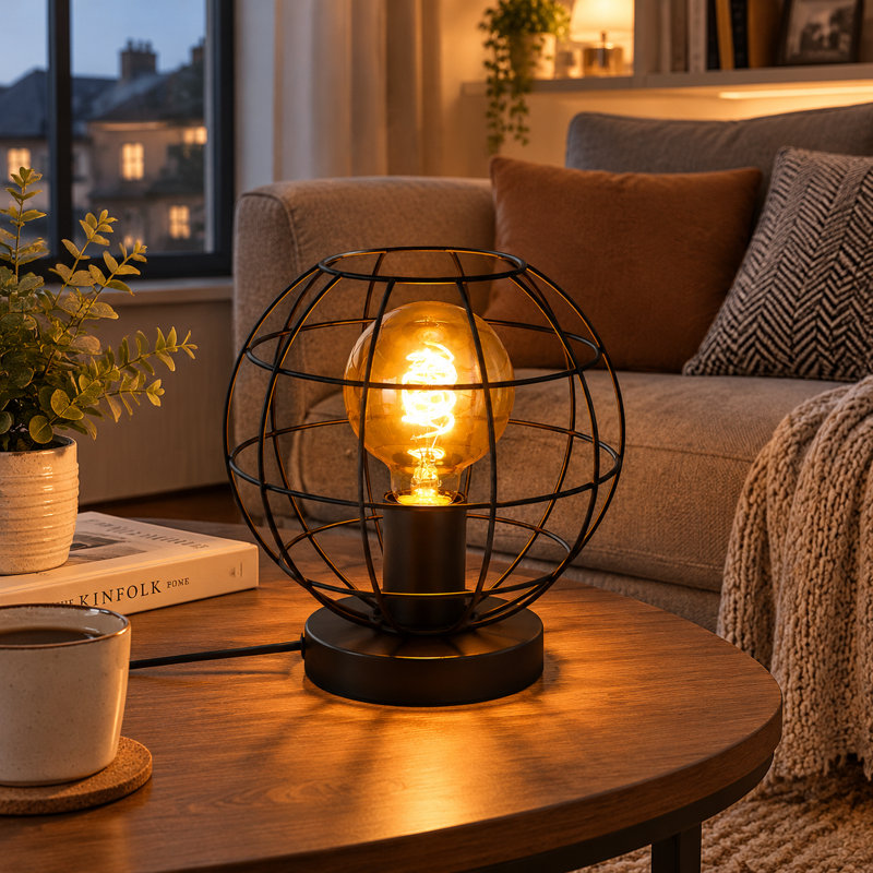 Karnes 1-Light Black Metal Table Lamp