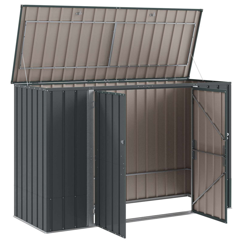 VidaXL 214cm W 300L Steel Lockable Cabinet Deck Box in Black