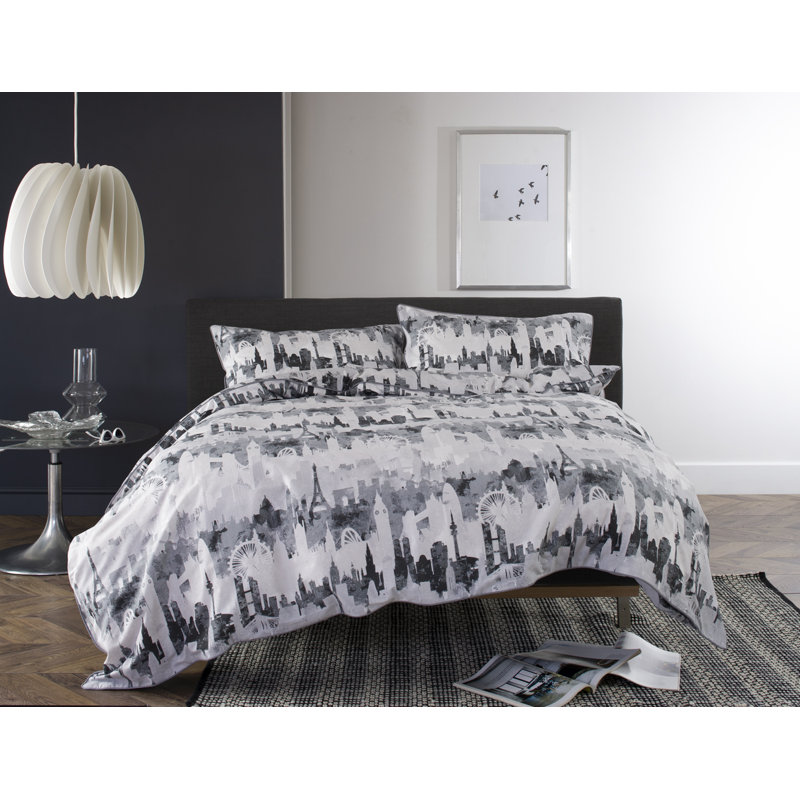 Cotton Abstract Duvet Cover Set with Pillowcases, Double - 2 Standard Pillowcases