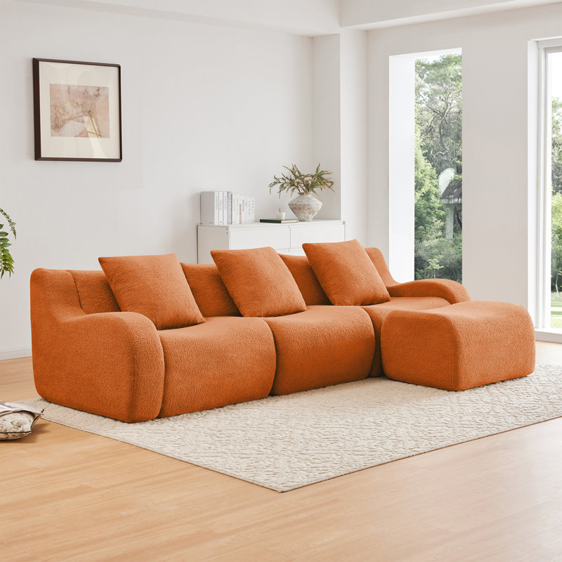 Boneless Sofa, Orange, 35.4" H x 115.3" W x 65.7" D, 3