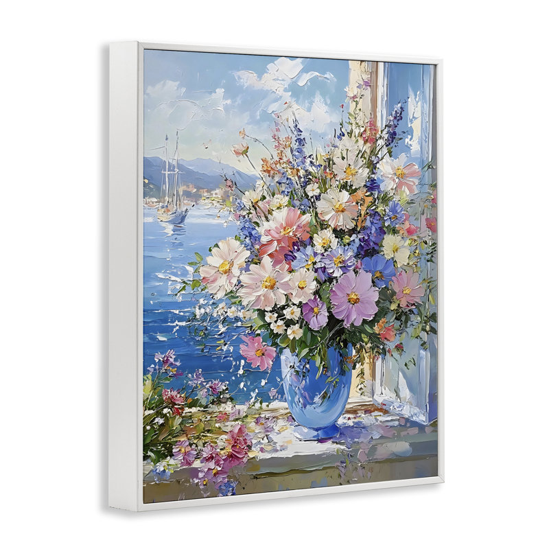Joli bouquet sur une corniche, estampe numérique, design by Creative Studio, 14 x 11, Coastal White Giclee Framed