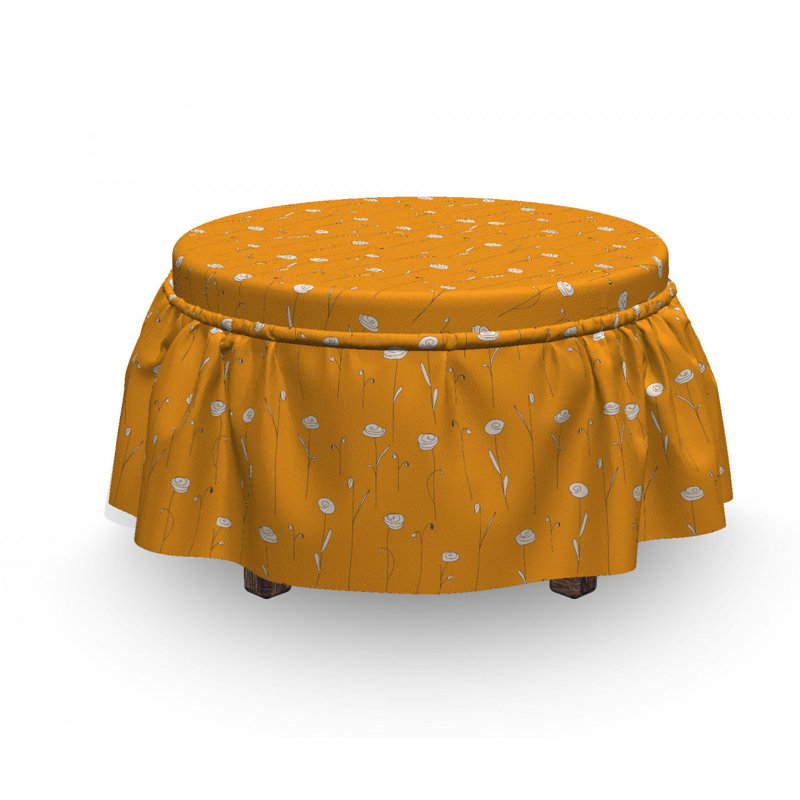 Housse pour repose-pieds abstrait doodle fleurs