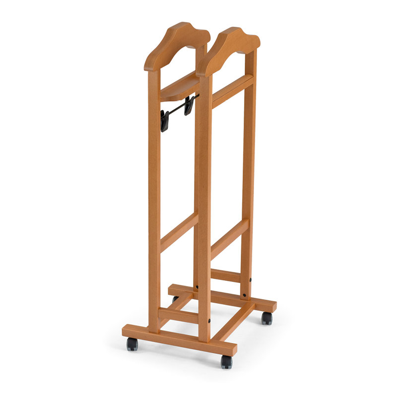 Hobner Solid Wood Freestanding Valet Stand, Cherry