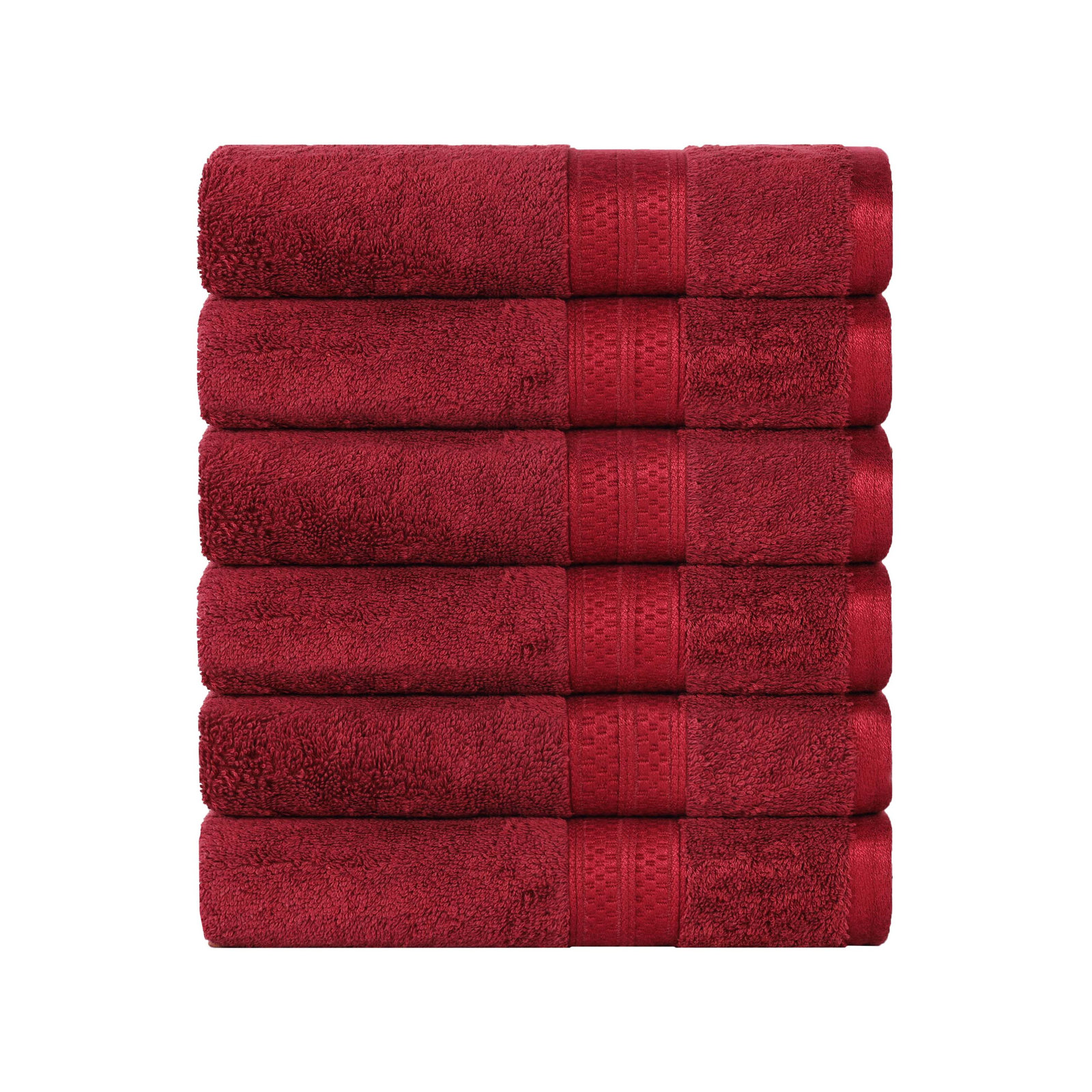 Nolhan Bamboo Cotton Hand Towel Set, Crimson