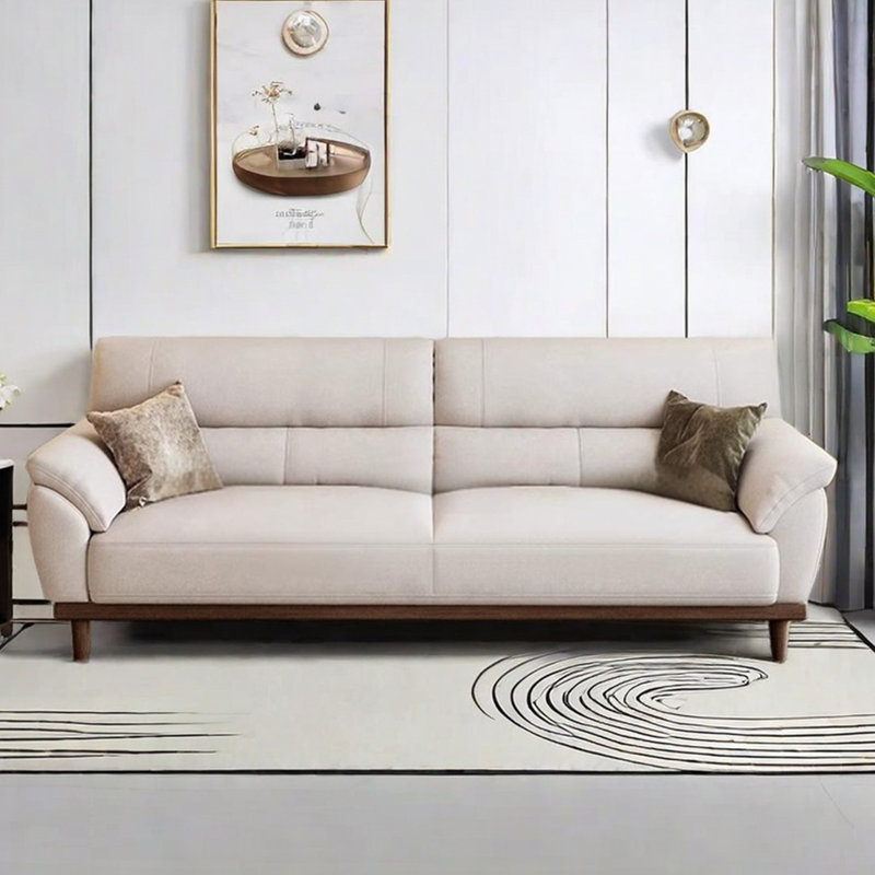 Japanese simple solid wood fabric sofa, 3, 34.25" H x 67" W x 35.43" D