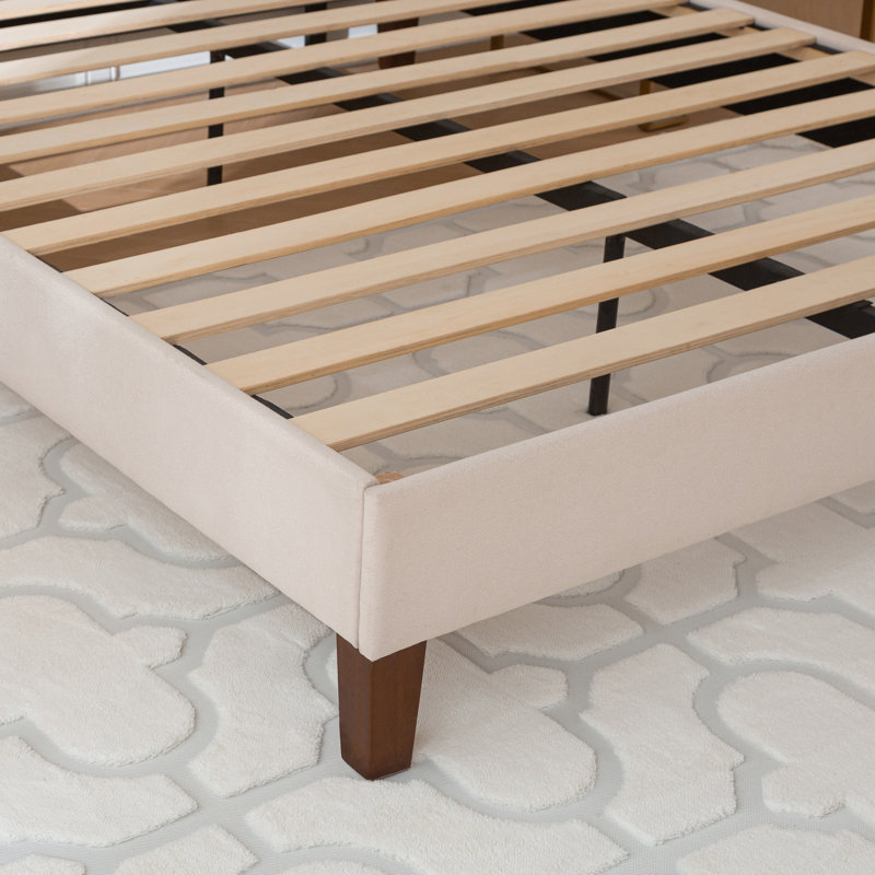 Structure de lit plateforme tapissier avec espace de rangement sous le lit de 6,7 po, support en fer, aucun sommier requis