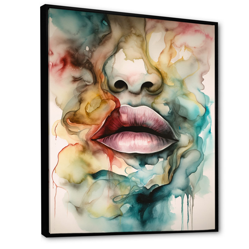 «Colorful Lips», reproduction sur toile, H 20 po x l 12 po x P 1 po, Cadre flottant noir