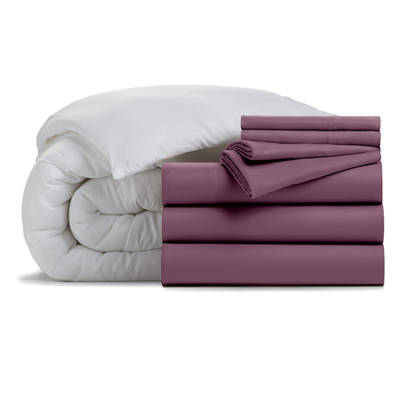 Ensemble de housse de couette en microfibre 8 pièces Home, Cal. Couette pour très grand lit + 7 pièces supp, Aubergine