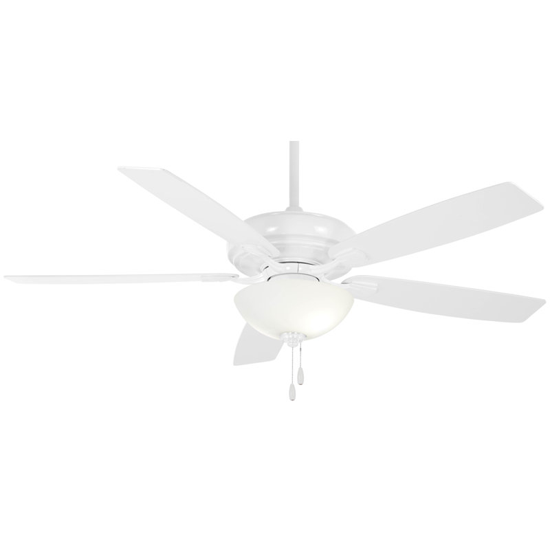 60" Watt II 5 - Blade Standard Ceiling Fan with Pull Chain and Light Kit Included, White