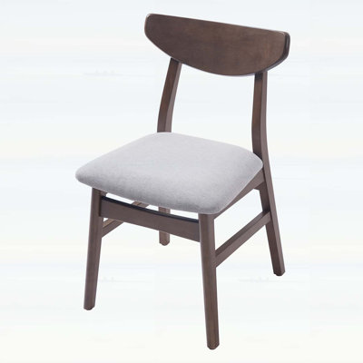 Ensemble de 2 chaises scandinaves modernes avec dossier en bois courbé, siège en tissu gris et assemblage facile pour le salon et la salle à manger