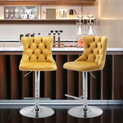Daijiah Swivel Upholstered Adjustable Height Counter Stool