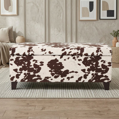 Pouf de rangement contemporain en velours avec grand espace de rangement