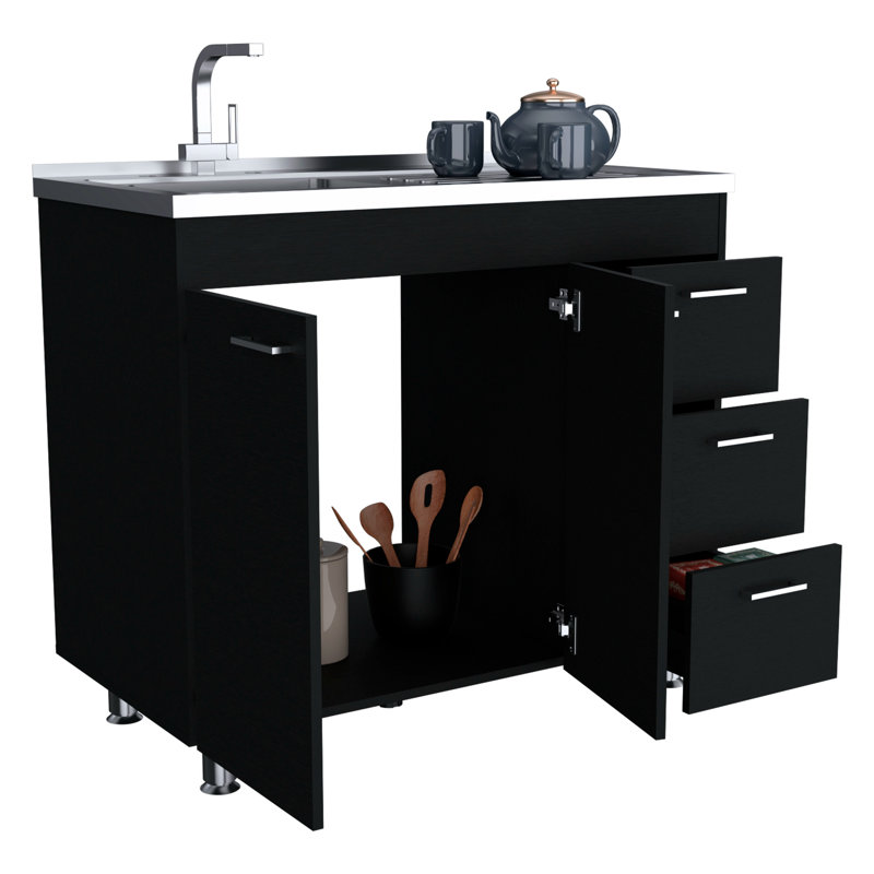 Évier utilitaire avec trois tiroirs et armoire à deux portes Ferretti