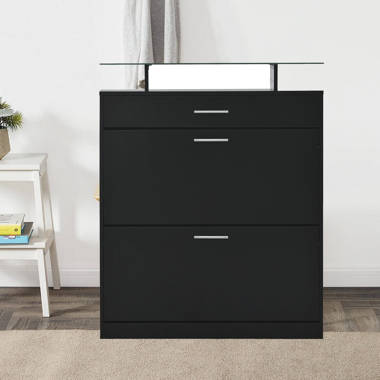 Builddecor Black Shoe Cabinet, Corner Cabinet, Entryway Cabinet