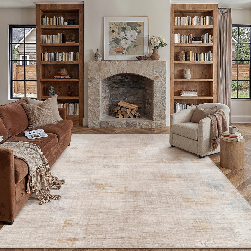  Lunova Abstract Machine Washable Area Rug with Non Slip Backing for Living Room, Rectangle 9' x 12'
