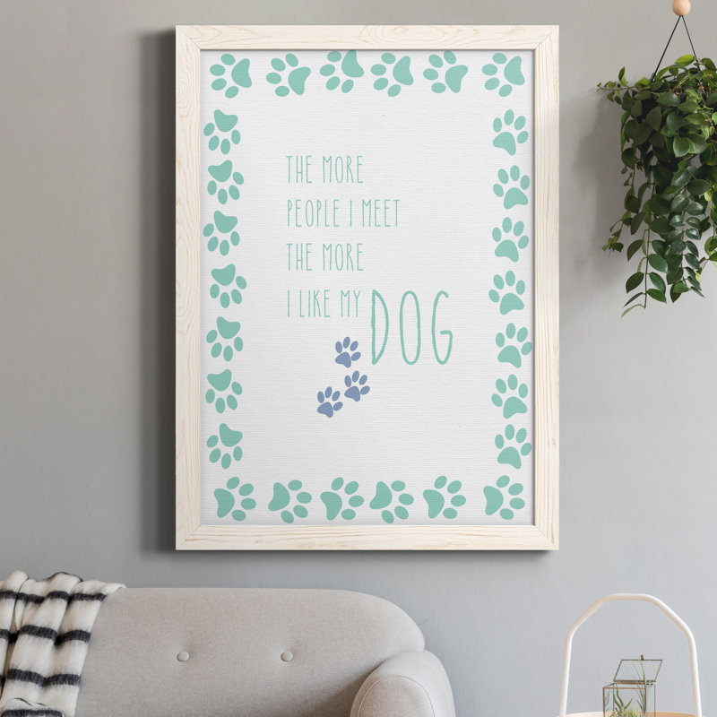 «My Dog», art textuel sur toile, H 31,5 po x l 23,5 po x P 1,5 po, Blanc