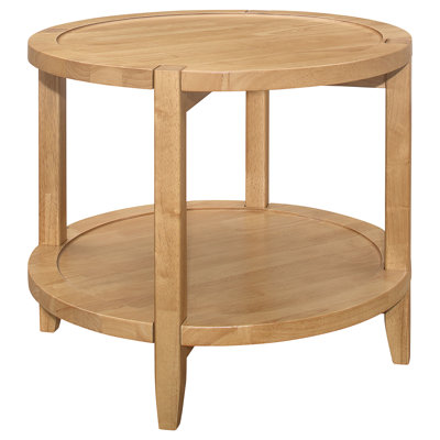 Fadia Elegant Design - Table de bout d'appoint ronde en bois massif Tergel brun érable