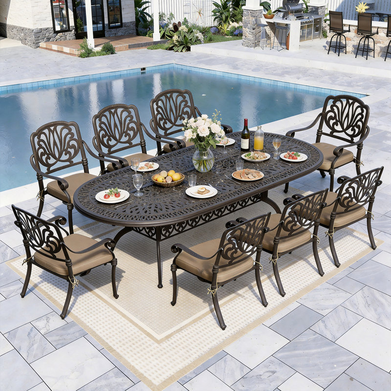 Ensemble repas d'extérieur 8 personnes L 86,6 po Chesham, Brun clair
