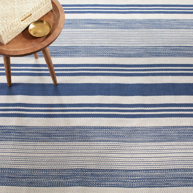 Quincy Stripe Denim Handwoven Indoor/Outdoor Rug, Rectangle 2' x 3'