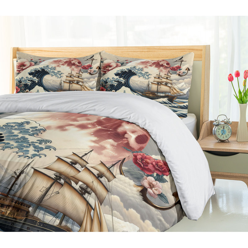 Nautical Duvet Cover, King Duvet Cover + 2 Standard Shams