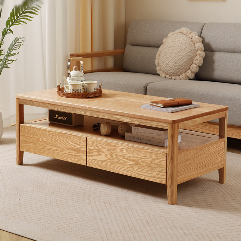 Table basse rectangulaire en bois massif, H 17,7 po x L 63 po x l 27,6 po