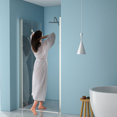 Brushed Nickel Foldable Tempered Glass 36"W X 72"H Shower Door - Water-, Space Efficient, Adjustable Characteristic With Fold Enhancing, Attribute