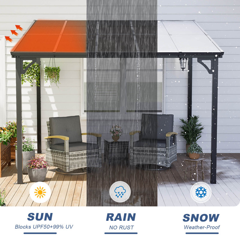 Gazebo, Wall Mounted Gazebo, Lean To Metal Awnings Gazebos, Gazebo Pergola With Sloped Roof, Outdoor Patio Gazebo Awning For Backyard, Deck