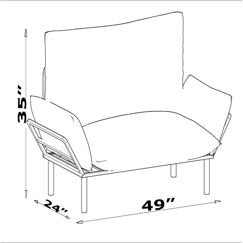 Causeuse convertible Ada - peu encombrante avec des pieds hauts et un assemblage facile, Vert
