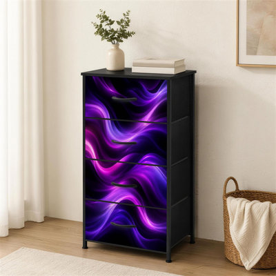Commode à 4 tiroirs pour la chambre à coucher Blurry soyeux mauve foncé Moody Wavy