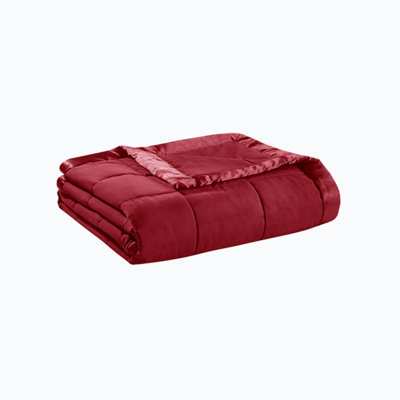 Couverture en duvet synthétique toutes saisons, couverture matelassée légère et douce, jeté luxueux avec bordure en satin pour lit