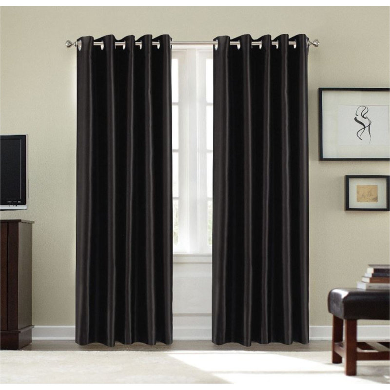 Dahlke Blackout Curtain Pair, Black, 168cm Width x 137cm Drop