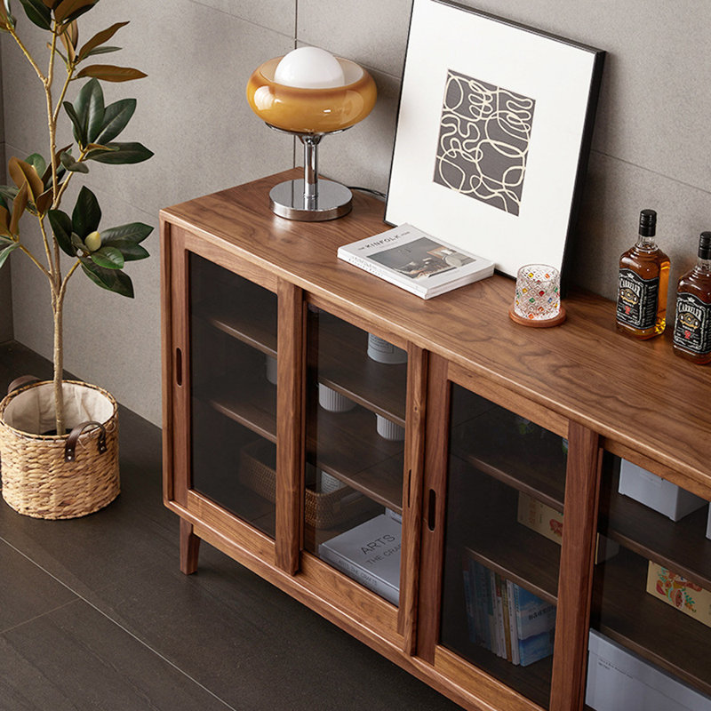 Buffet nordique minimaliste en verre, 35.43" H x 55.12" W x 15.75" D