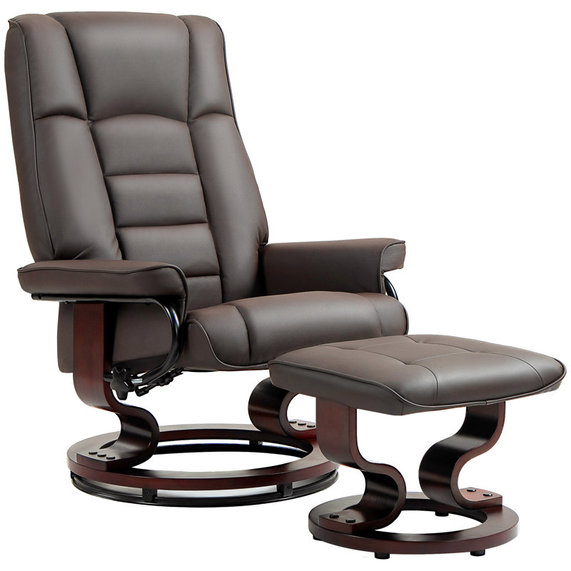 Fauteuil inclinable avec repose-pieds HOMcom, Brun