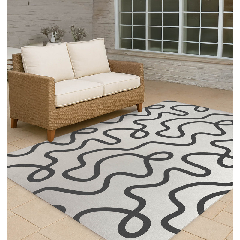 Tapis d'extérieur antidérapant Squig, Rectangle 5 pi x 7 pi