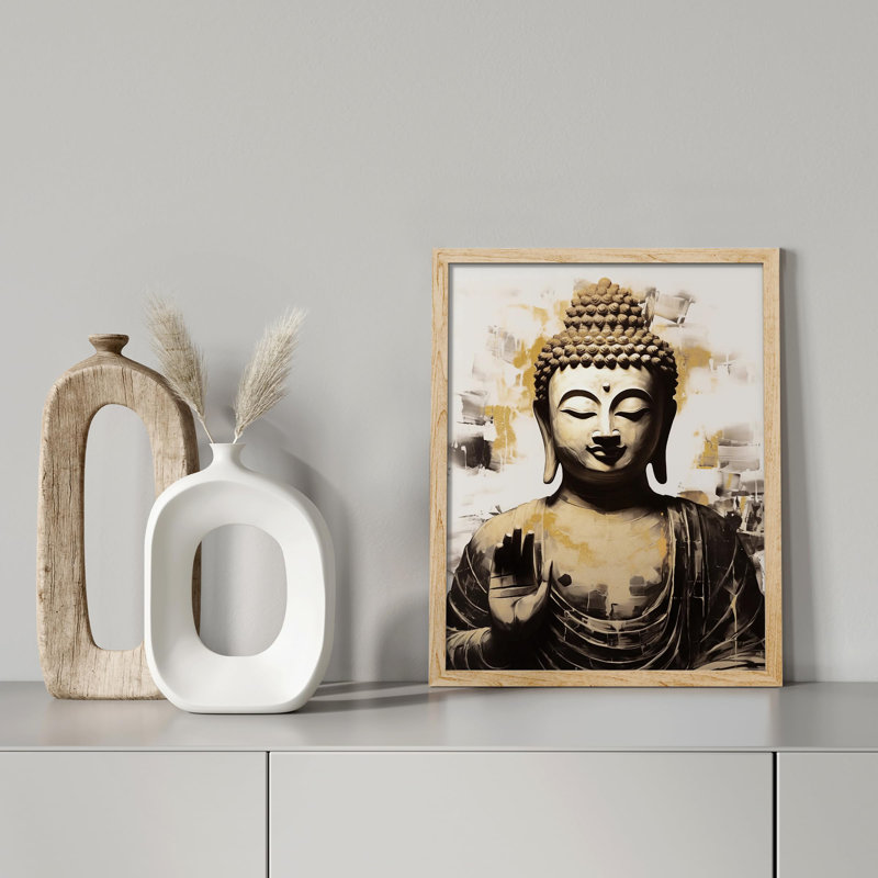 " Zen Statue Textured Prayer ", Natural, 14" H x 11" W