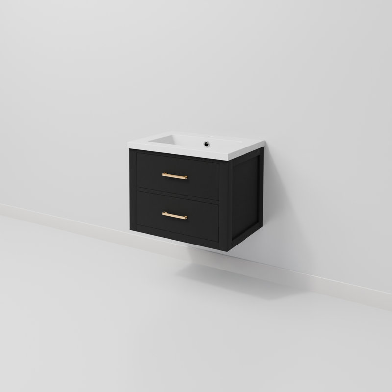Tuckerton Double Bath Vanity, Black, White Acrylic, 24"