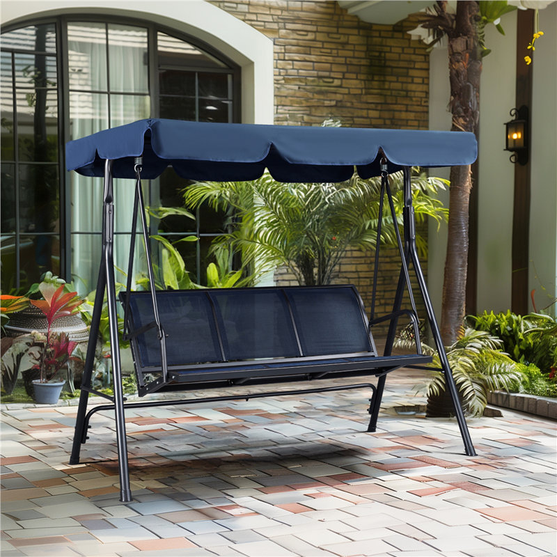 3 Person Porch Swing with Canopy, Blue