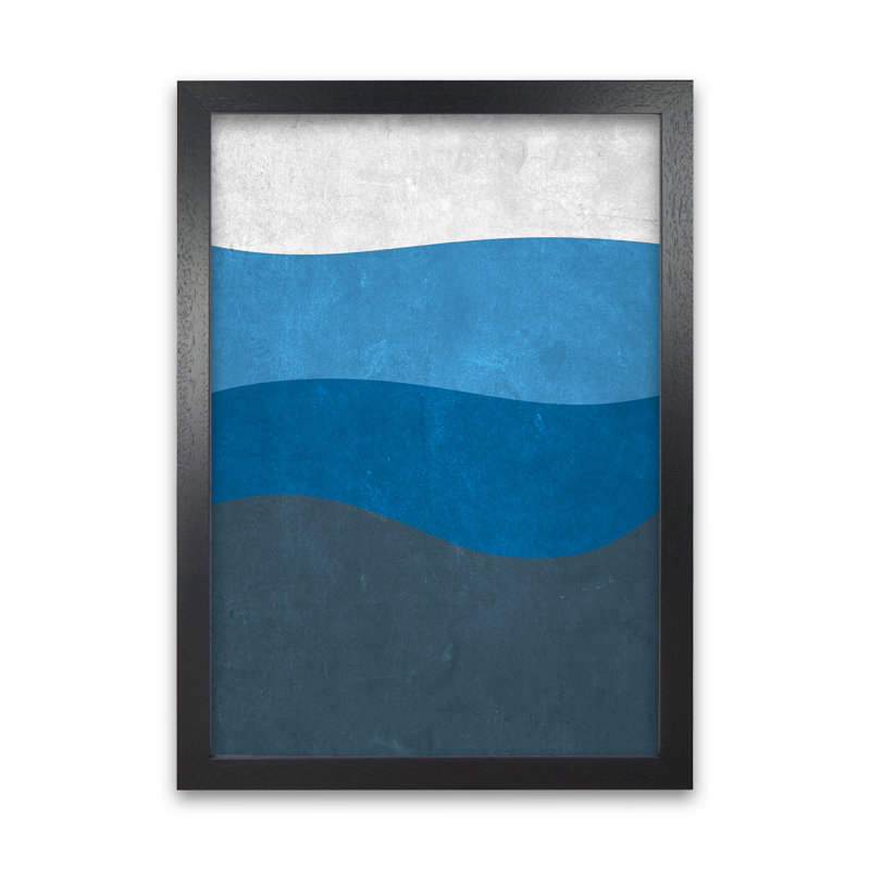Abstract Blue Seascape Grunge - Print, Black Frame, 30cm H x 21cm W x 3cm D