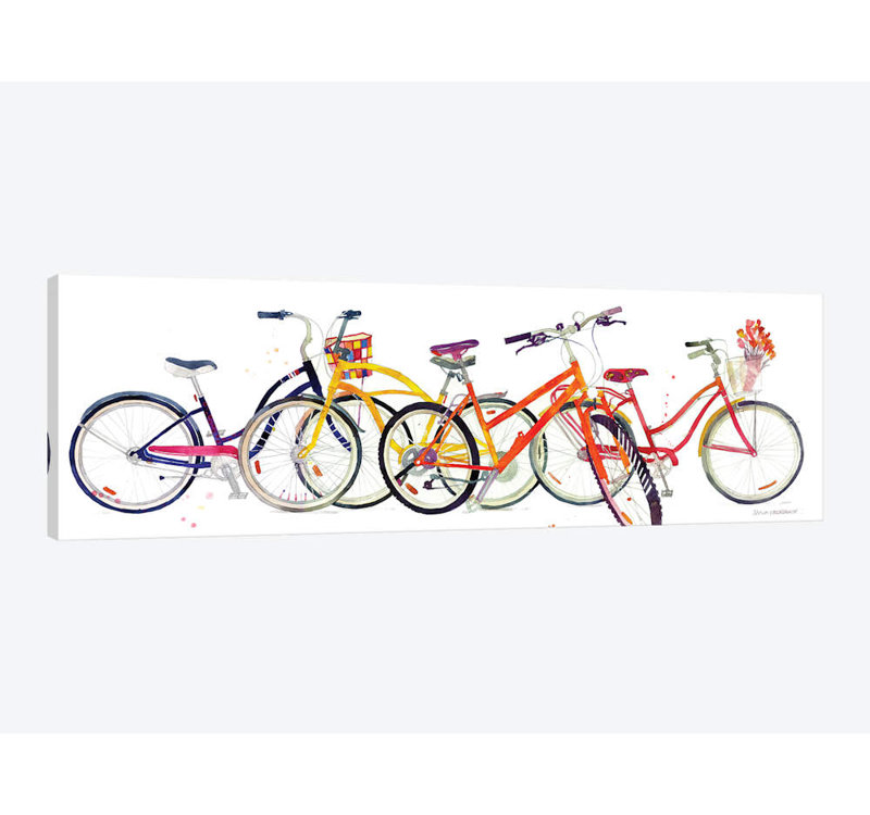 « vélos ii » par maja wronska, impression sur toile, H 12 po x l 36 po x P 1,5 po, Toile tendue
