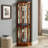 6 Shelf Lighted Corner Curio Cabinet With Adjustable Tempered Glass Shelves And Mirror Back, Oak(E26 Light Bulb Not Included)-1375275221